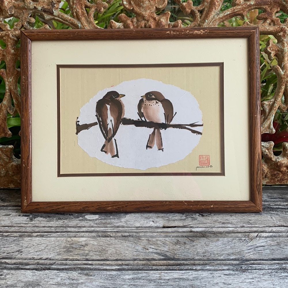 Vintage Rice Paper Brush Painting